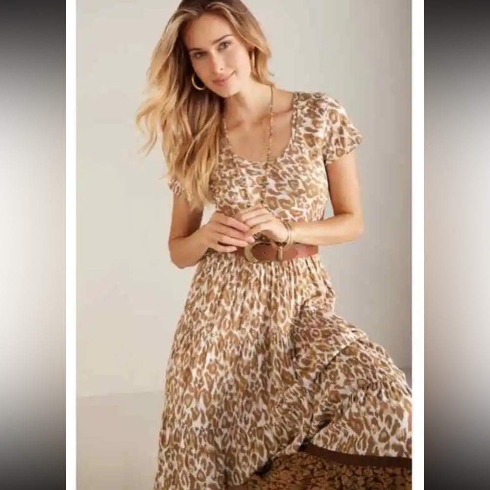 Soft Surroundings Kara Maxi Dress in White Mocha Leopard Print - 2X - Picture 2 of 7